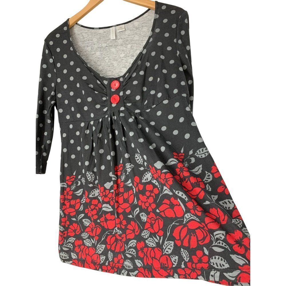 Women’s Nick & Sarah Scoop Neck Tunic Top Size Large 5430 Dot 3/4 sleeve